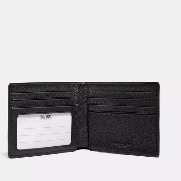Coach Id Billfold Wallet - Black Smooth Calf Leather - NWT F67630 - Picture 2 of 3